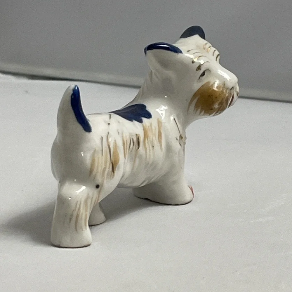 Vintage Terrier Dog Porcelain Ceramic Figurine‎ Trinket Made in Occupied Japan